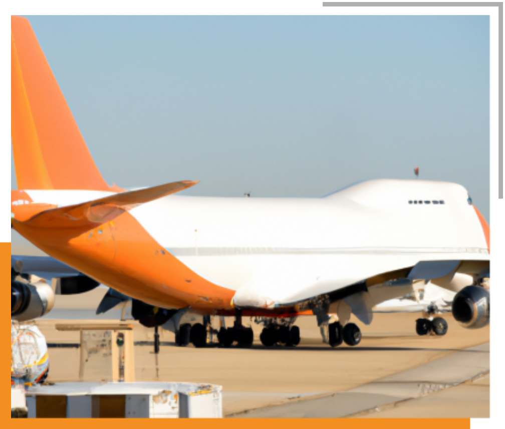 Plane on tarmac being loaded for air freight with insulcap thermal pallet covers